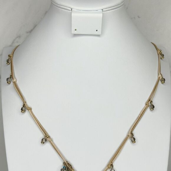 Chico's Gold Beaded Cord Turquoise Druzy Tassel Necklace ✨ - Picture 4 of 14